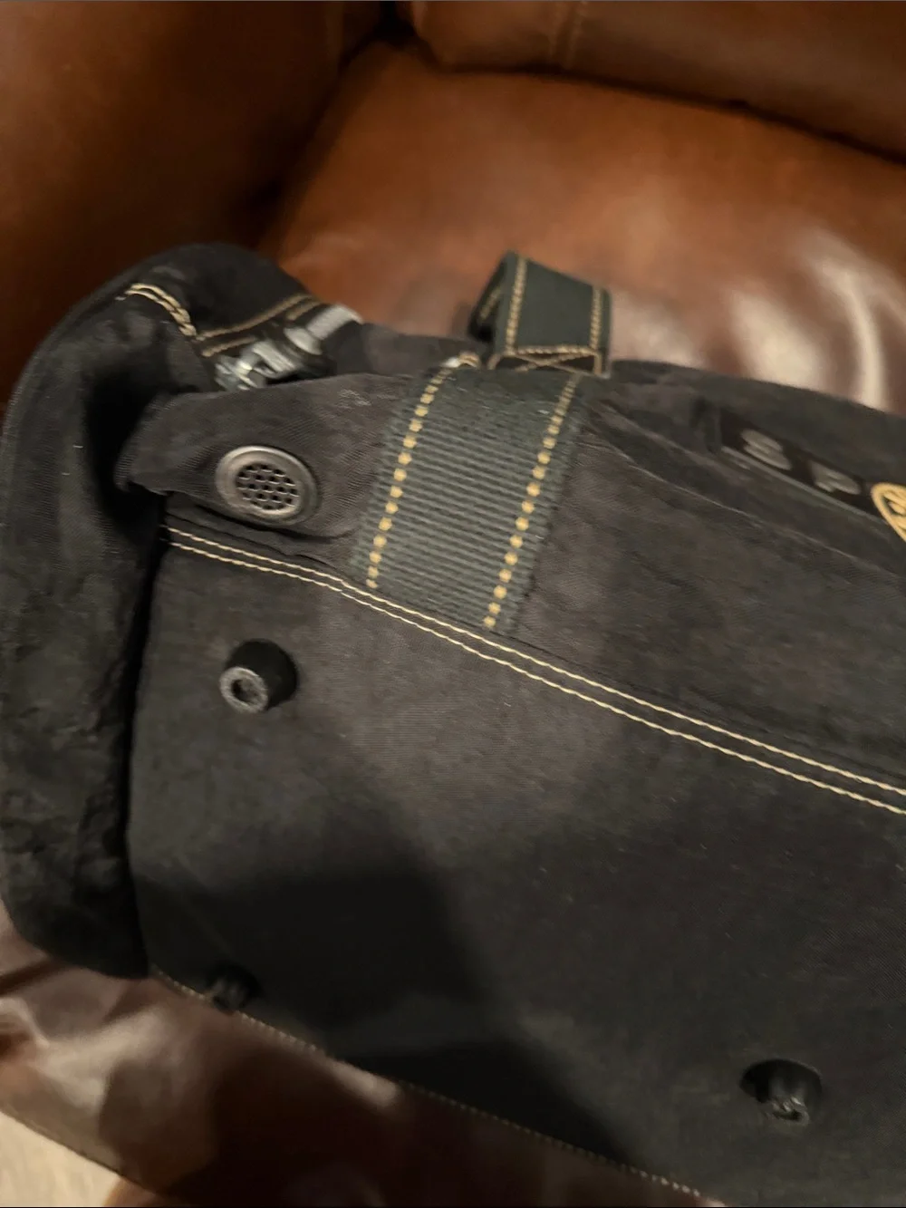 Kipling Black Duffel Bag with Yellow Logo Accent
